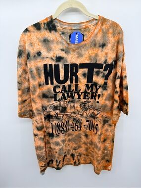 Arket Orange & Black Tie-Dye Graphic Tee